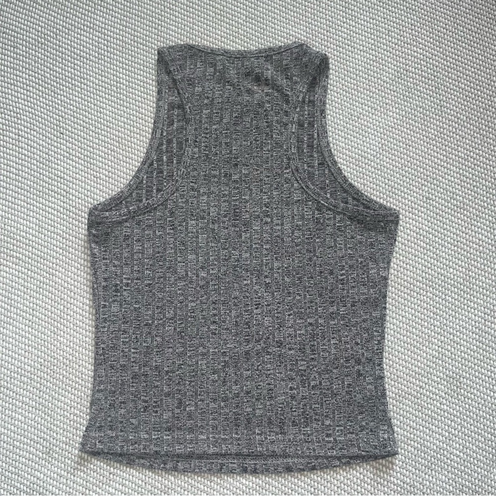 Shein Basic Gray Ribbed Tank Top Sz Xs - Picture 2 of 4